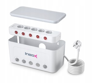 Listwa Zasilająca Organizer Na Przewody 5x AC + 4x USB Ineox LZO-1W - Biały