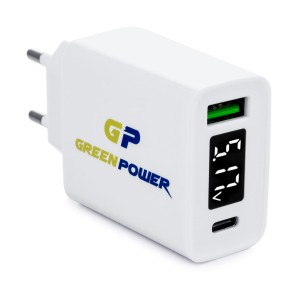 Ładowarka sieciowa USB-C + USB Quick Charger 3.0 - Green Power